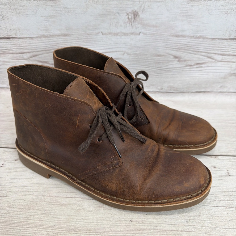 Clarks Desert Chukka Boots Men's 11 Brown Leather Distressed 15522 Casual EXC